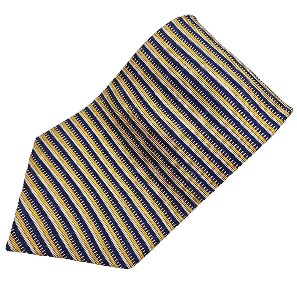 Unbranded 100% Silk Necktie Gold and Black Striped